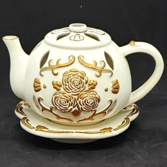 Partylite Cream Bisque Teapot Votive Candle Holder - Picture 14 of 15
